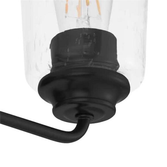 Evangeline 4-Light Matt Black Farmhouse Bathroom Vanity Light Clear Seeded Glass - Picture 4 of 6